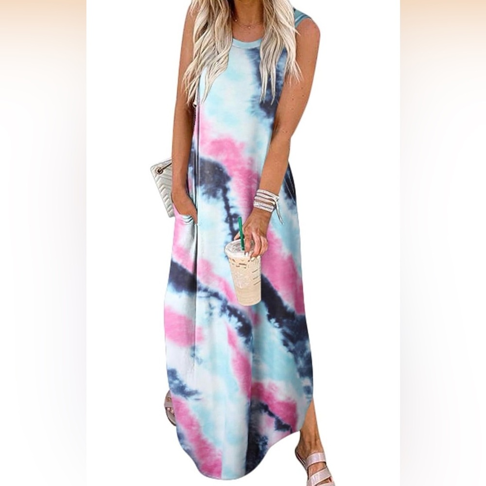Tie-Dye Sleeveless Maxi Dress